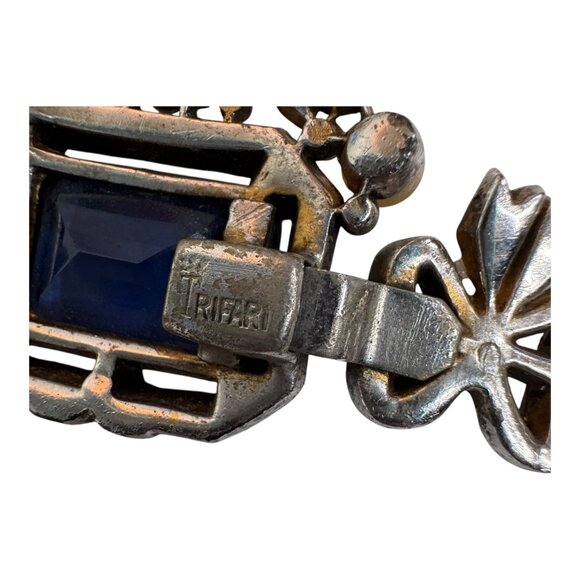 VTG Signed Crown Trifari Alfred Philippe Sapphire Glass Rhinestone Necklace READ - Picture 5 of 16